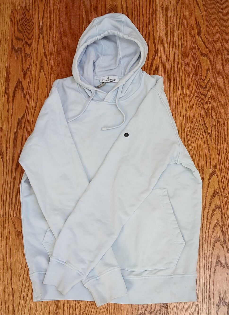 STONE ISLAND Light Blue Hooded Sweatshirt